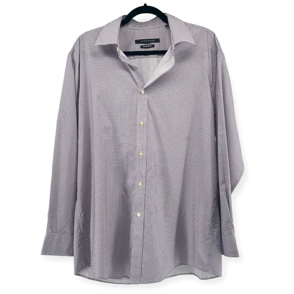 Sean John Men’s Tailored Fit Purple Printed Button-Up Shirt, Neck 16.5, Sz 32/33